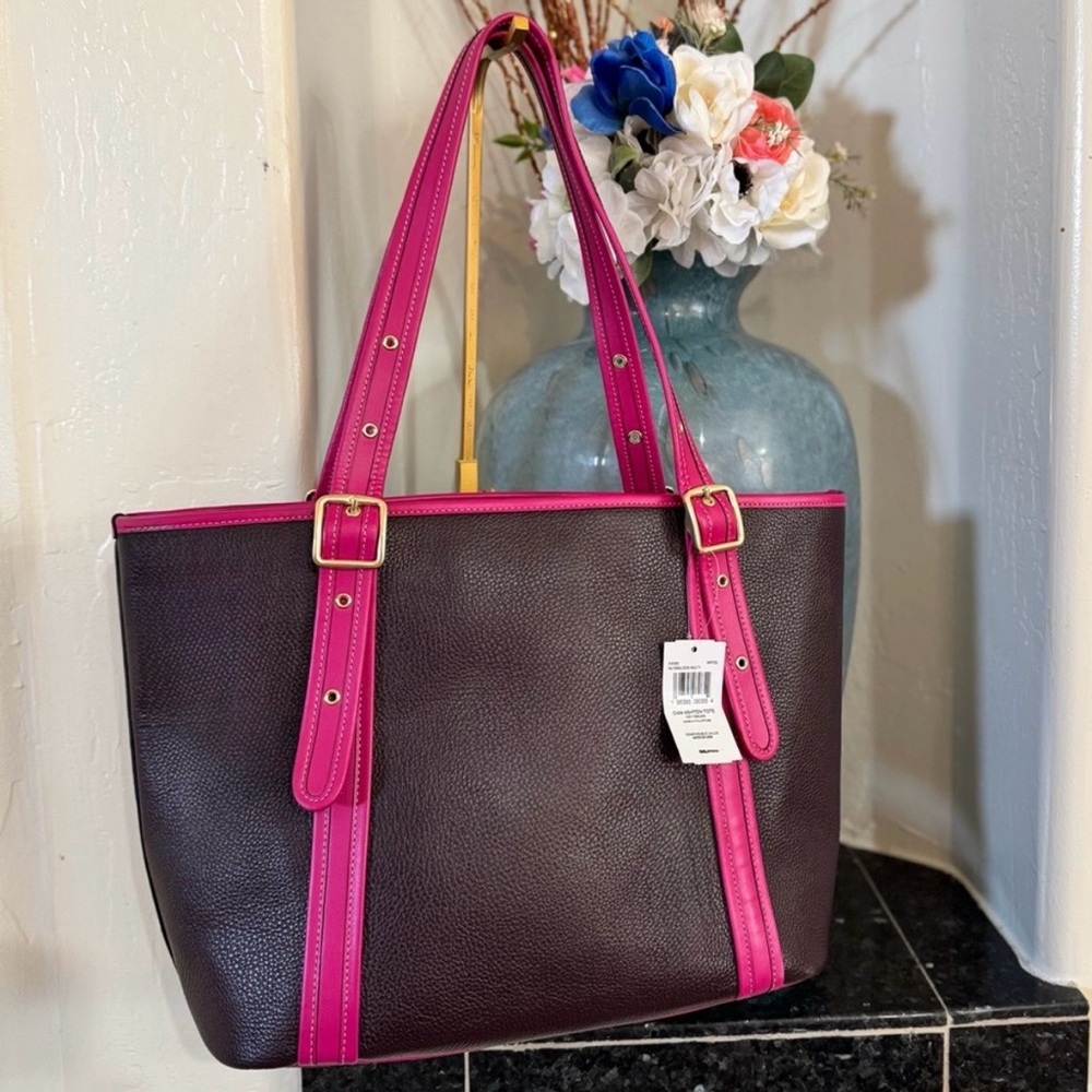 Coach Ashton Tote Bag #CM080 Oxblood & Fuchsia Pebble Leather $450 Retail - NWT - Picture 4 of 14
